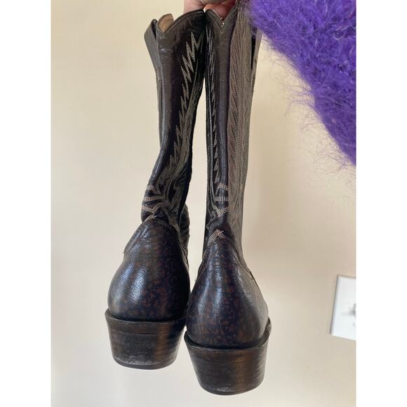 Cowtown Vintage Exotic Men\'s Cowboy Boots Size 8.5 D Caribou Western Brown main image 3